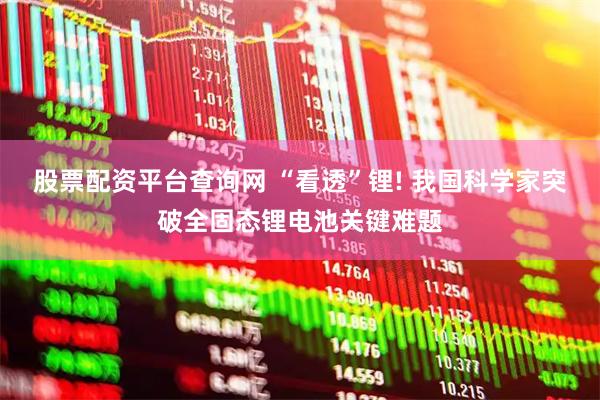 股票配资平台查询网 “看透”锂! 我国科学家突破全固态锂电池关键难题